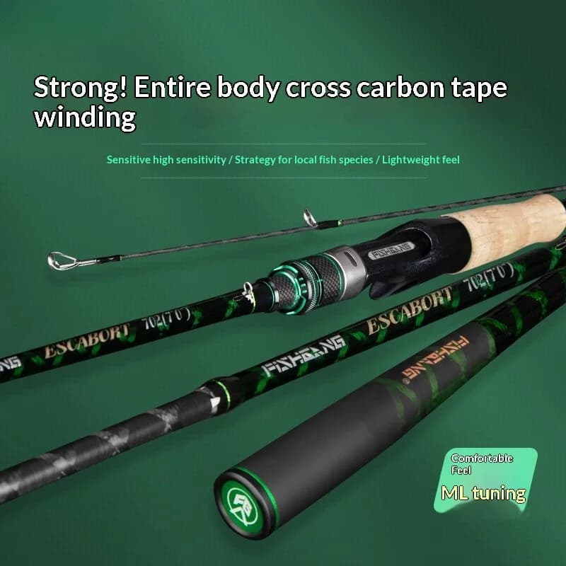 ML Carbon One Piece Baitcasting Lure Rod Gun Handle Straight Bass Pike Long Cast Outdoor