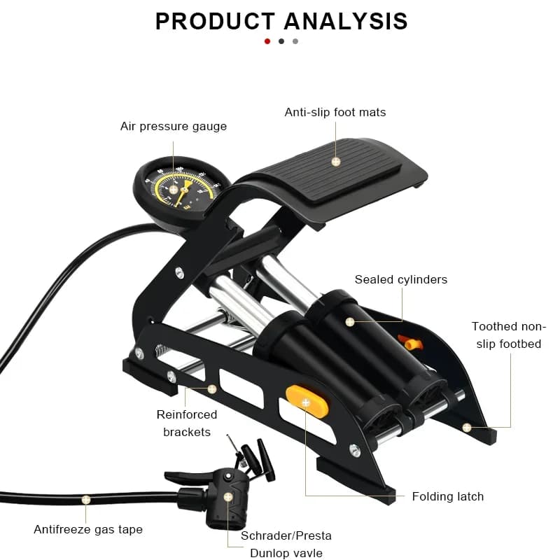 Pompa da bici Doppio canna ad alta pressione MAX 160PSI Pompa da bicicletta Pompa ad aria a pedale Valvola Presta e Schrader per auto moto da basket