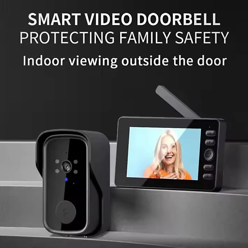 Videocitofono senza fili HD 1080P Visione notturna Schermo lPS da 4,3 pollici Telecamera per campanello visivo impermeabile Sicurezza domestica Citofono bidirezionale