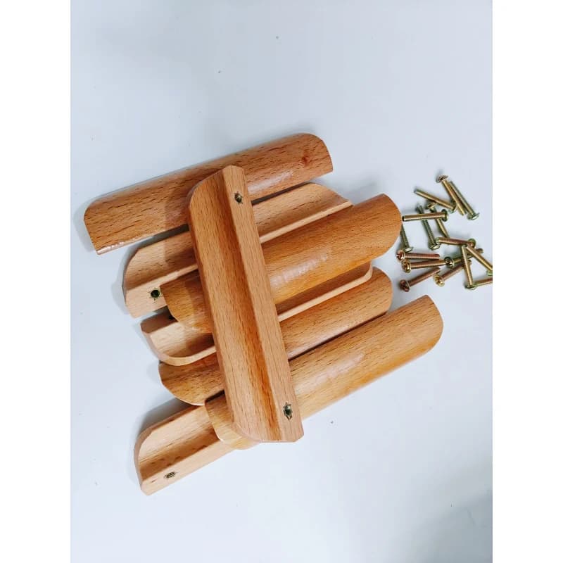 Wooden Furniture Handles Vintage Drawer Pulls Nordic Cabinet Solid Wood Handles Wardrobe Knob With Mounting Screws Home Hardware