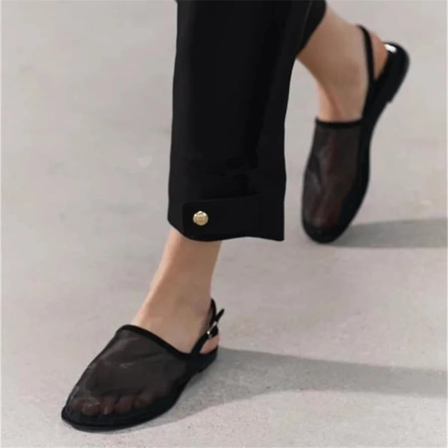Sandali in rete trasparente appartamenti per il tempo libero da donna scarpe da passeggio comode da donna estate punta chiusa Slingback Sandalias Mujer bianco