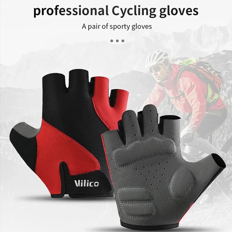 Guanti Sportivi Estivi da Esterno Traspiranti Antiscivolo Mezze Dita per Ciclismo Bici Antiurto Fitness Allenamento