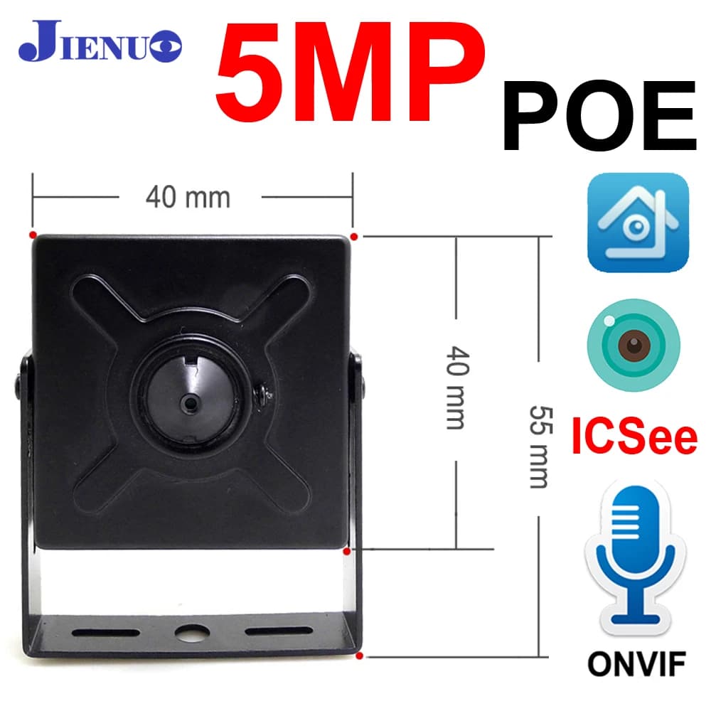 JIENUO 5MP Mini Telecamera IP Poe Audio Micro Cctv Sicurezza Video Sorveglianza IPCam Interna Onvif HD Rete Home Cam ICSee Xmeye