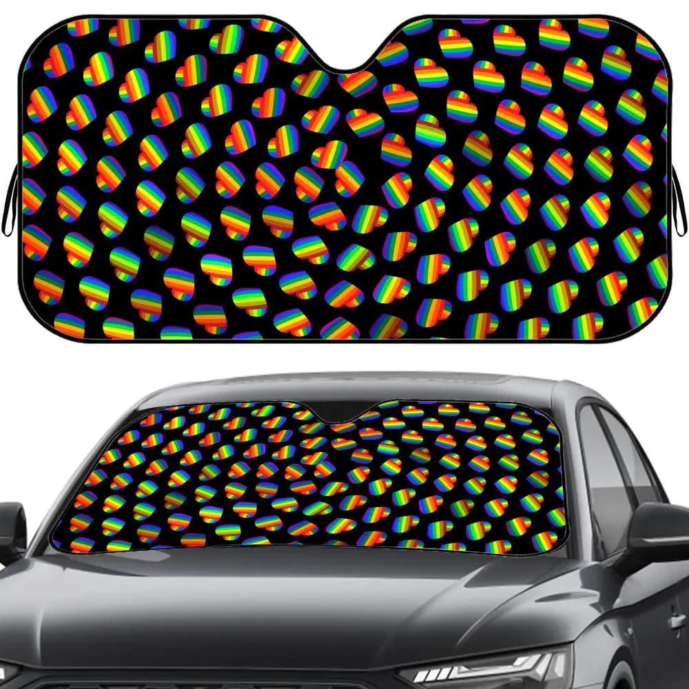 Parasole a Strisce Arcobaleno Riutilizzabile in Alluminio con Protezione UV e Isolamento Termico a Cinque Strati per Parabrezza