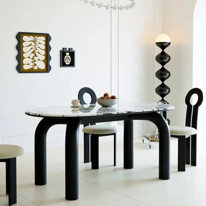 Luxury Designer Oval Dining Table Modern Table With Stone Top Table Set Elephant Legs For Room Furniture