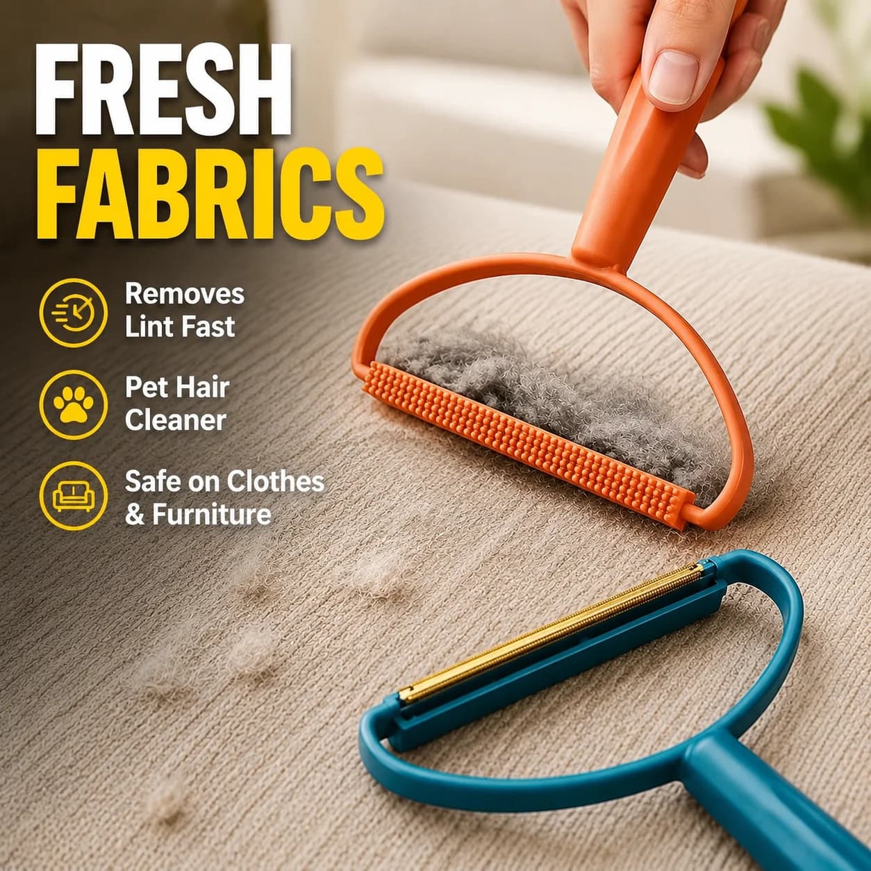 Portable Fabric Lint Remover, Double-Sided Copper Blade Clothes Shaver, Pet Hair & Lint Cleaner for Clothing Furniture,