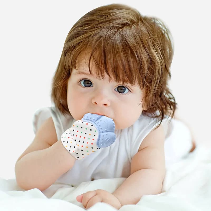 Guanti per bambini stampati in cartone animato Guanti per massaggiagengive per neonati Massaggiagengive Anti mangiare Dentizione a mano Giocattolo da masticare Guanti per bambini