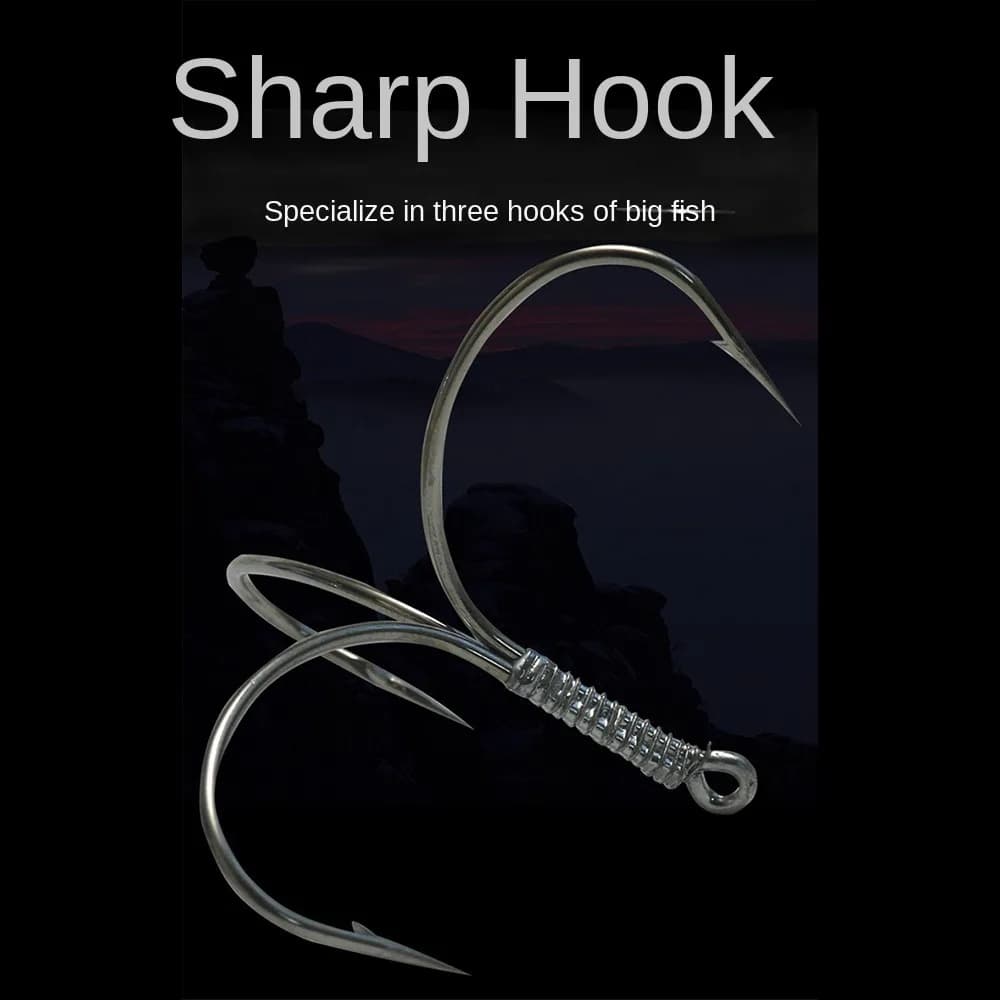 5 pezzi nuovi ami da pesca Treble Jig, attrezzatura da pesca, ami affilati in acciaio ad alto tenore di carbonio, ami con ardiglione per esche, resistenti