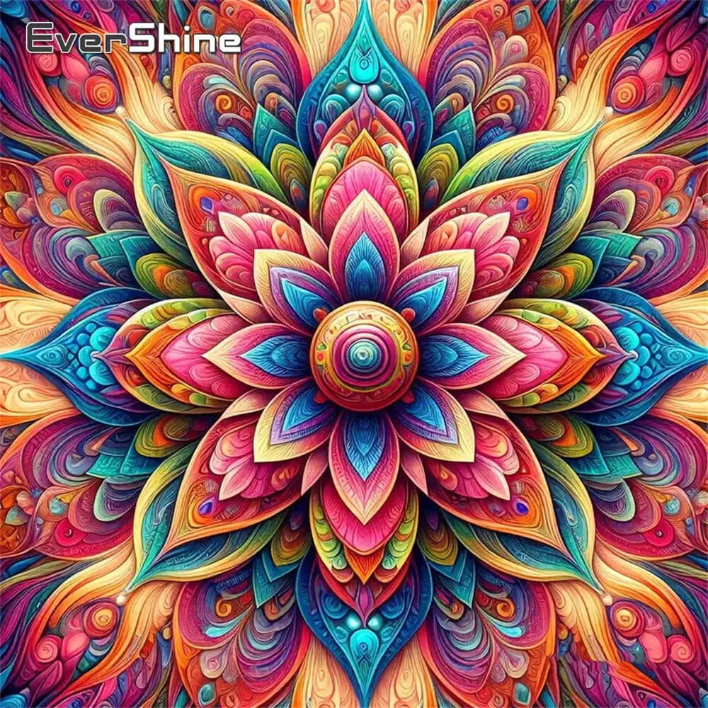 Evershine New Arrival Diamond Embroidery Flower Mandala Painting Colorful DIY Picture Rhinestones Diamond Mosaic Handmade Gift
