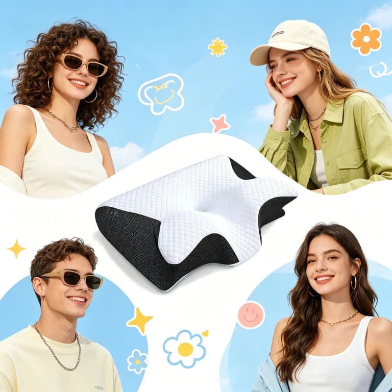 Cuscino Cervicale in Memory Foam a Forma di Farfalla, Ortopedico Ergonomico a Lento Ritorno per Alleviare il Dolore al Collo, per Letto e Viaggio