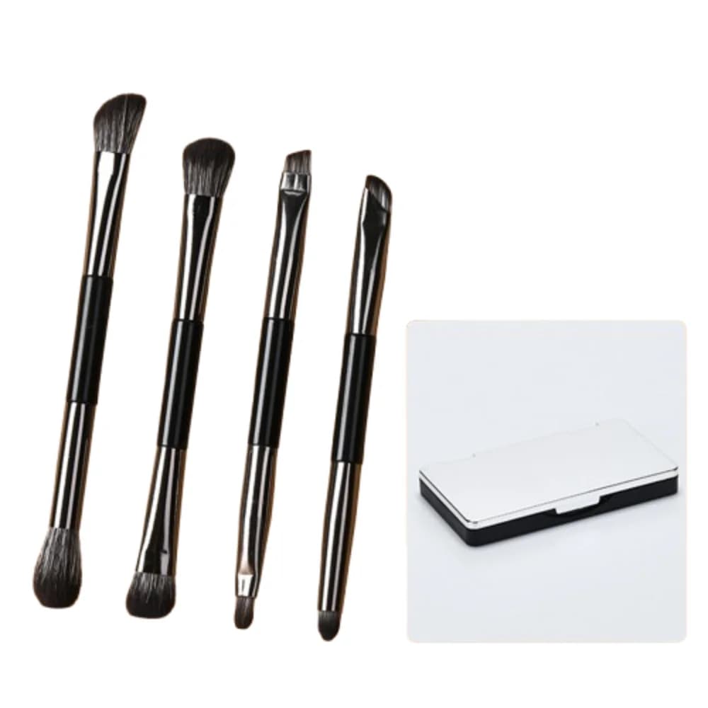 Set di Pennelli per Ombretto a Doppia Punta, Pennelli per Eyeliner, Matita per Sopracciglia, Set di Pennelli da Viaggio, Kit Portatile di Pennelli Cosmetici Morbidi, Regalo