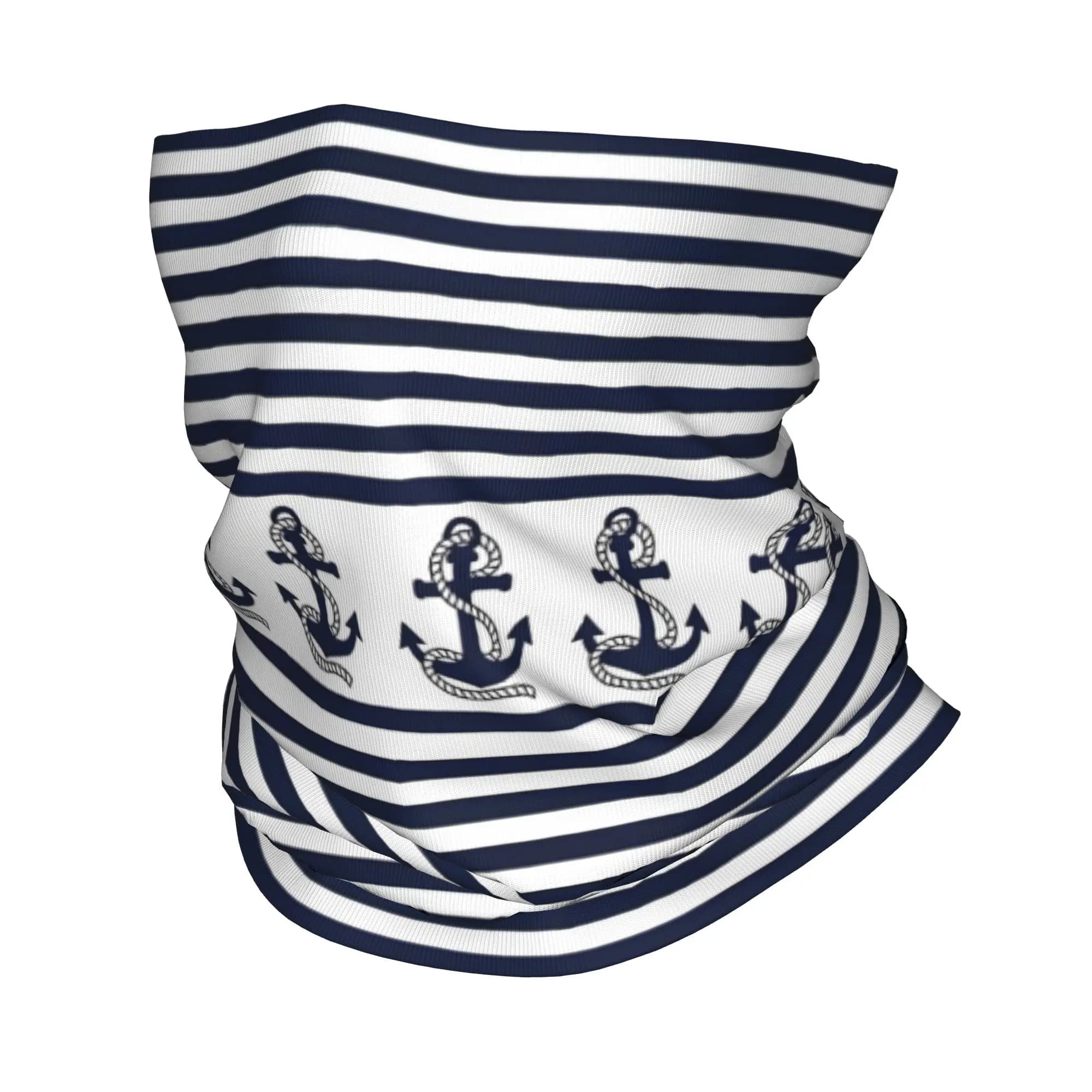 Personalizzato strisce blu navy ancoraggio nautico barca bandana inverno scaldacollo uomo antivento avvolgente sciarpa per sci guiter fascia