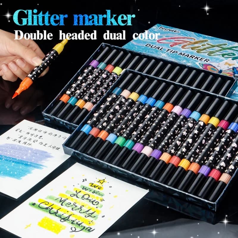 Set di 48 Pennarelli Glitterati con Inchiostro a Base d'Acqua, Penne Luccicanti per Colorare, Diari, Agende e Creazione di Biglietti