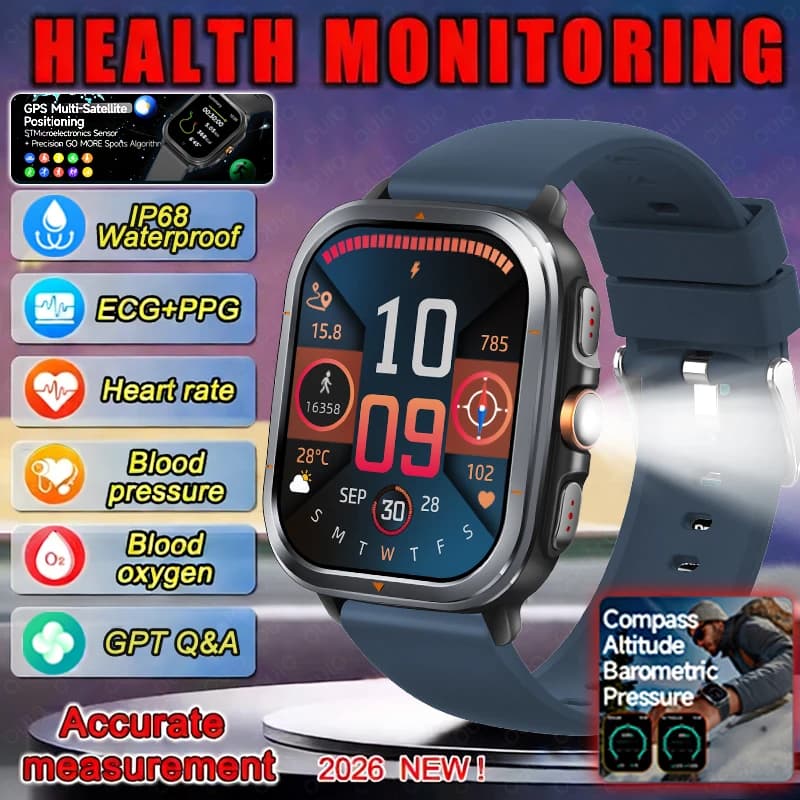 2026 New Smart Watches Bulit-in GPS Health Monitor Barometer Barometric ChatGPT IP68 Sports Smartwatch Waterproof