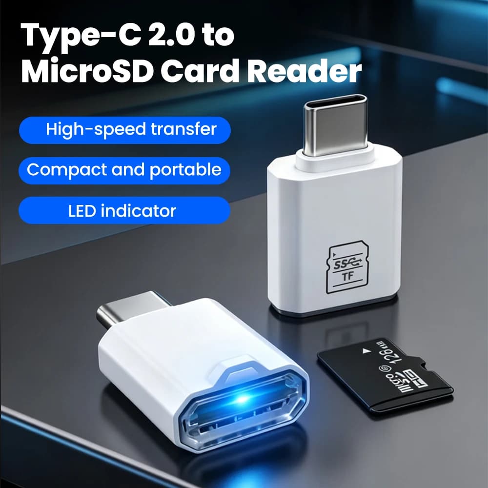 Type-C 2.0 Mini TF Card Reader Micro SD Memory Card Reader High-speed Transmission Mobile Phone Adapter Suitable For PC Laptops