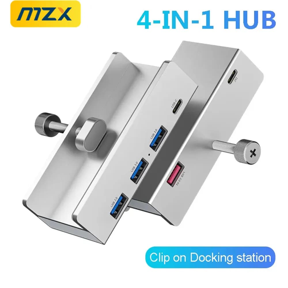 Hub USB 3.0 MZX in Alluminio, Concentratore Tipo C con Alimentazione 3.0 A, Adattatore Splitter USB3.0 per Accessori PC e Laptop