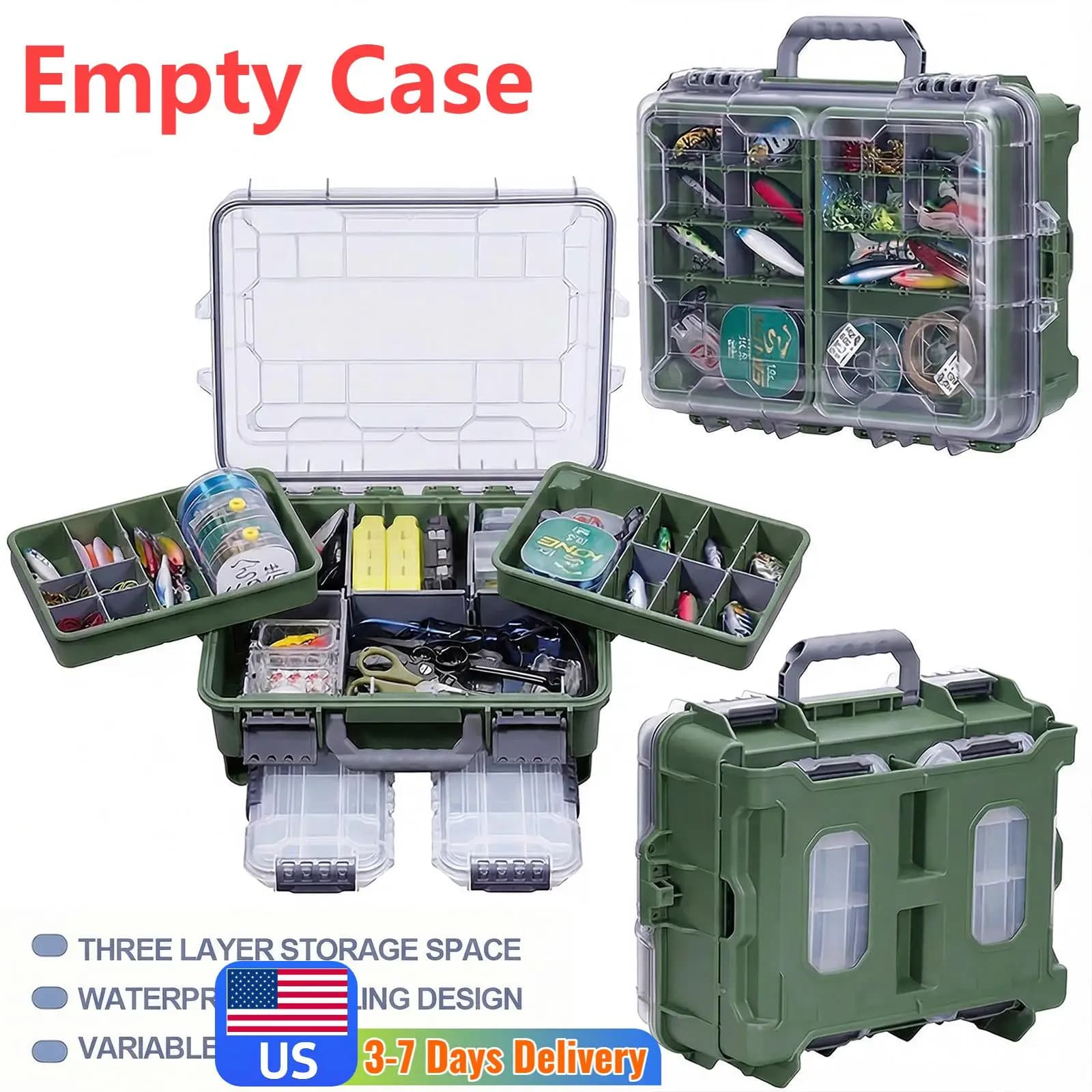 Large Box Door Tools, Craftsmanship Container, Fishing Equipment Organizer and Artistic Materials, Foldable Storage System