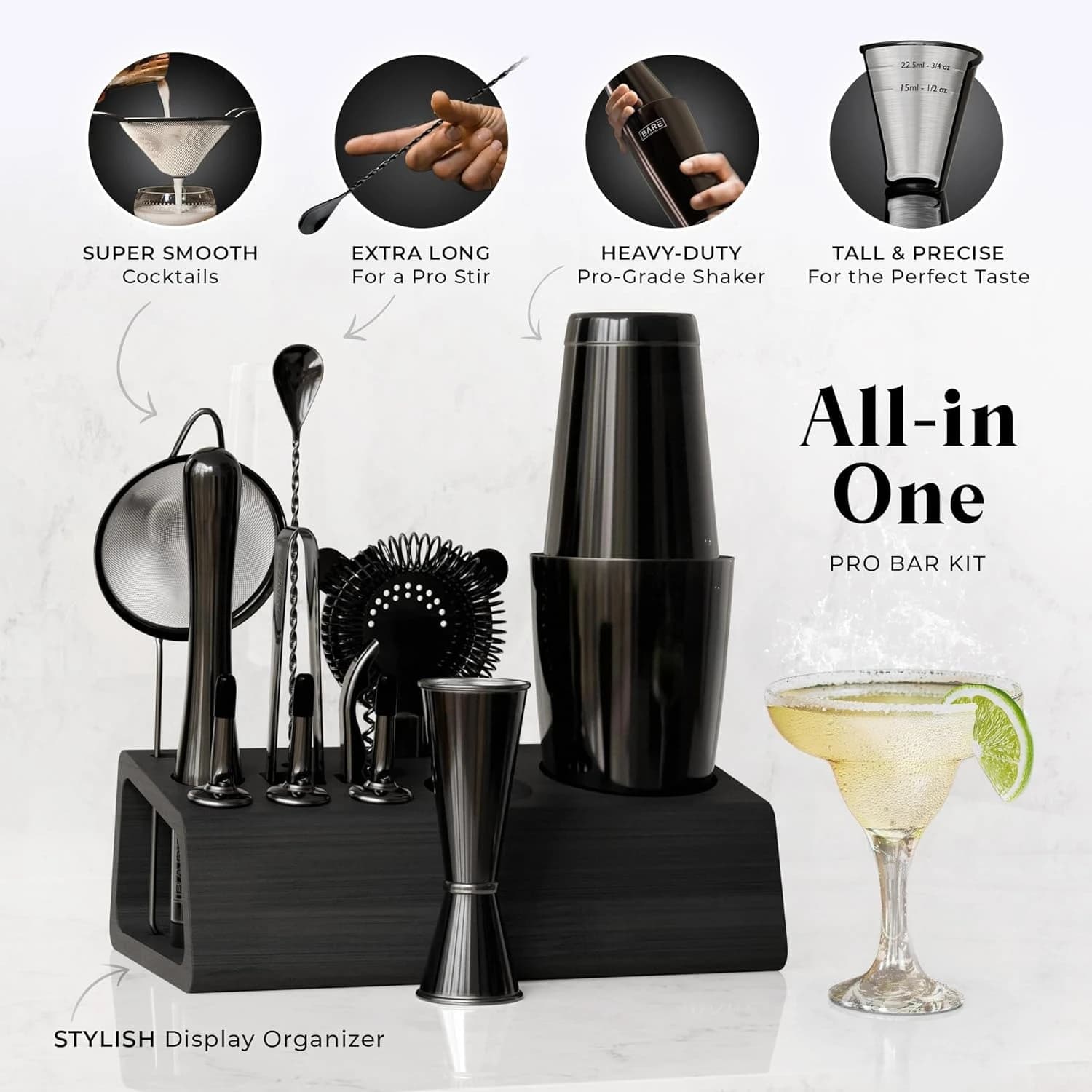 Set bar kit barista | Set shaker da cocktail da 14 pezzi | Strumenti di miscelazione di articoli da bar Martini per baristi domestici · Vendite dirette in fabbrica