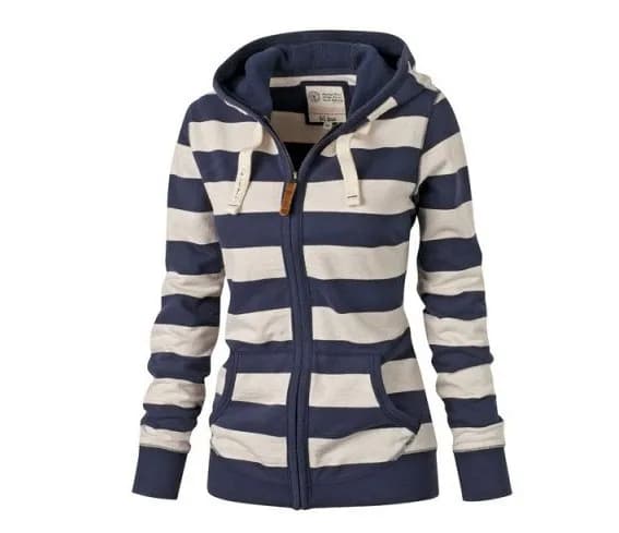 Street Style Women's Oversized Long Sleeve Striped Hoodie Sweatshirt Autumn Winter Fashion Casual Comfortable Straight Cut Coat