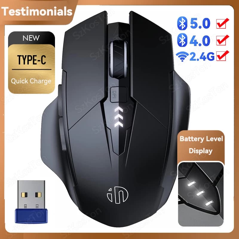 Mouse compatibile Bluetooth ricaricabile 2.4G PM6 Mouse wireless Supporto muto per ufficio PC Laptop Tablet Smartphone universale