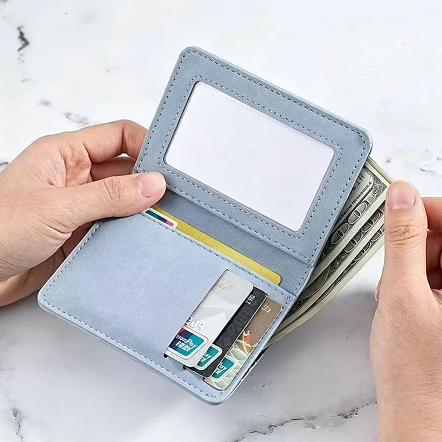 Unisex Mini Wallet Card Holder, Ultra Thin Vertical Multi-Slot Driving License Card Case