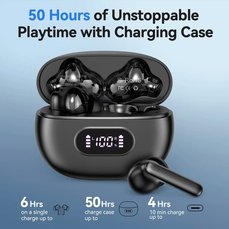 Auricolari UYUXIO AI for Linguistic Translation, Wireless TWS BT 5.4 Headphones with Real Time Translation in 144 Languages Online for Business