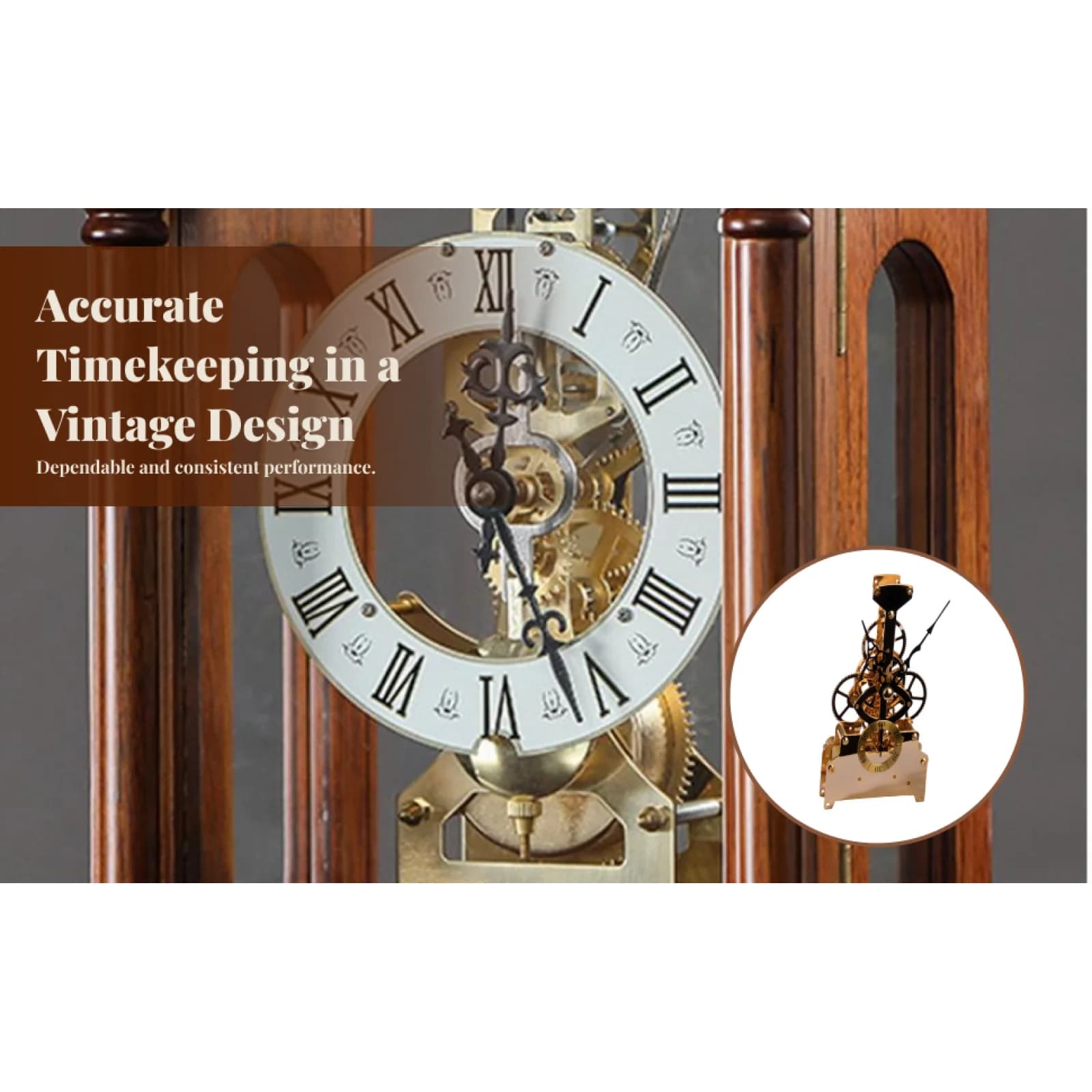 Fa-da-Te Wall Clock Mechanism with Long Gambo Hands and Copper Nucleus for Vintage Style Watches