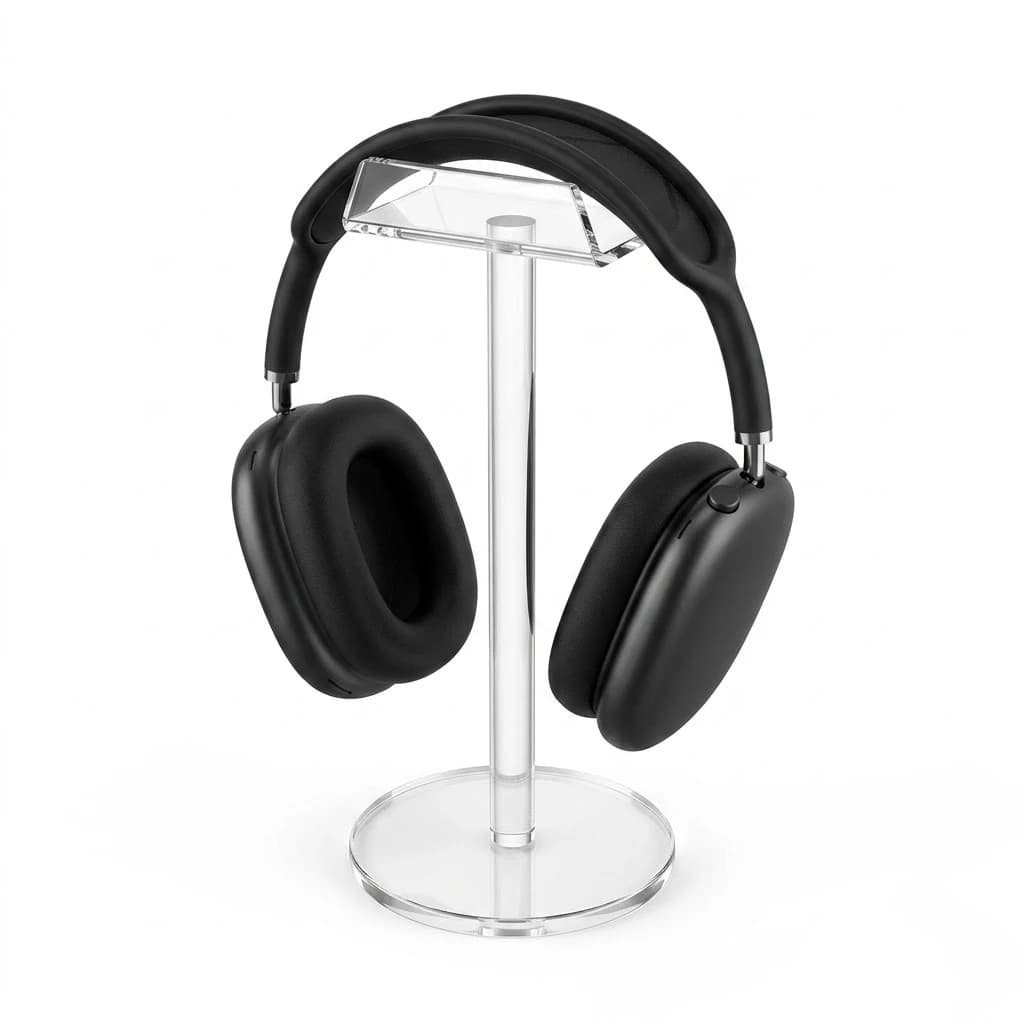 Supporto per Cuffie in Acrilico Trasparente Universale da 7,87 Pollici, Porta Cuffie da Scrivania Cristallino per Gaming, Musica, Casa, Ufficio, Studio, Scrivania, Bancone, Appendi Cuffie Over-Ear