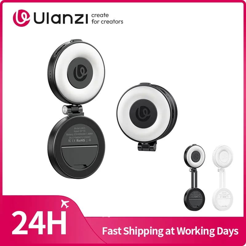 Ulanzi LM23 Luce LED tascabile per iPhone 17 Pro Max 16 15 per smartphone con supporto da tavolo con luce di riempimento ad anello magnetico per Vlog
