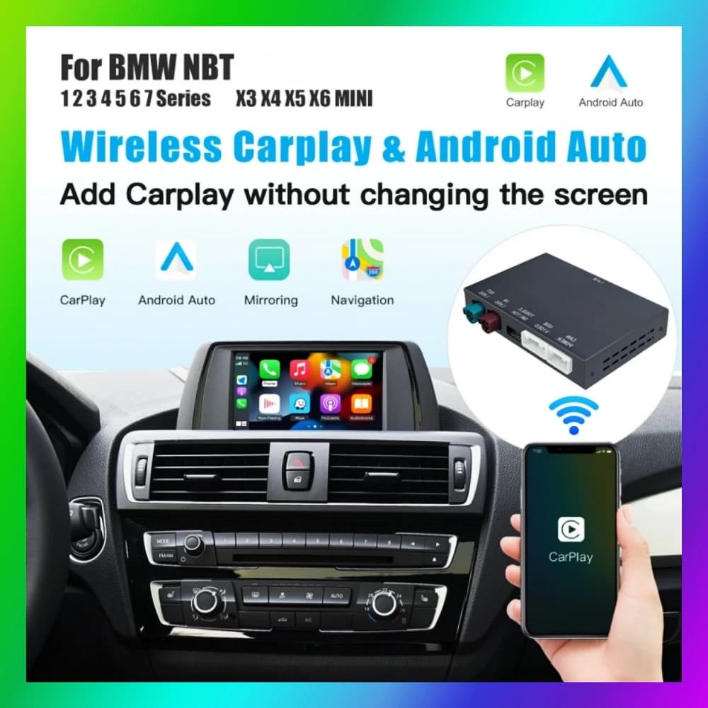 Wireless CarPlay Android Auto Decoder Box Per BMW NBT F56 F26 F15 F16 F25 F01 F06 F07 F32 F33 F30 F31 F34 F80 F22 F20 2012-2016