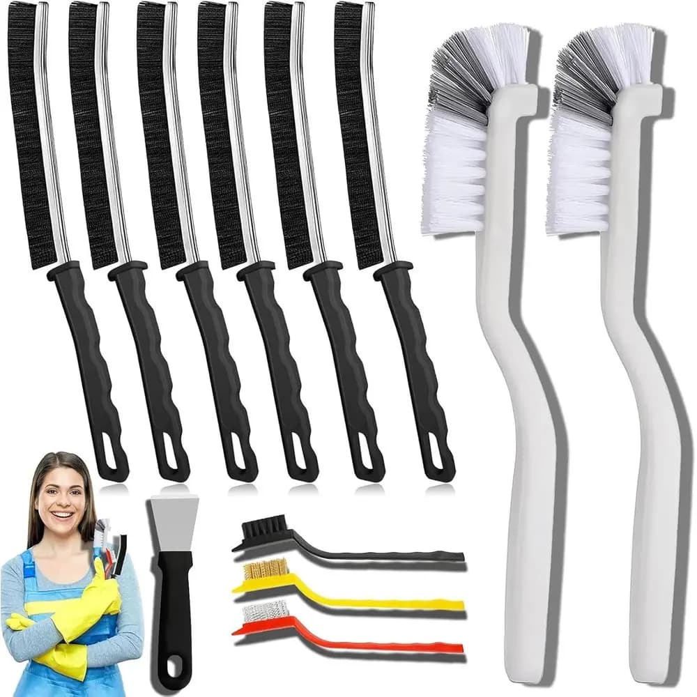 Crevice Cleaning Brush Set, Hard Bristle for Kitchen, Bathroom, Grout, Sink, Cup, Teapot, Bottle, Blender