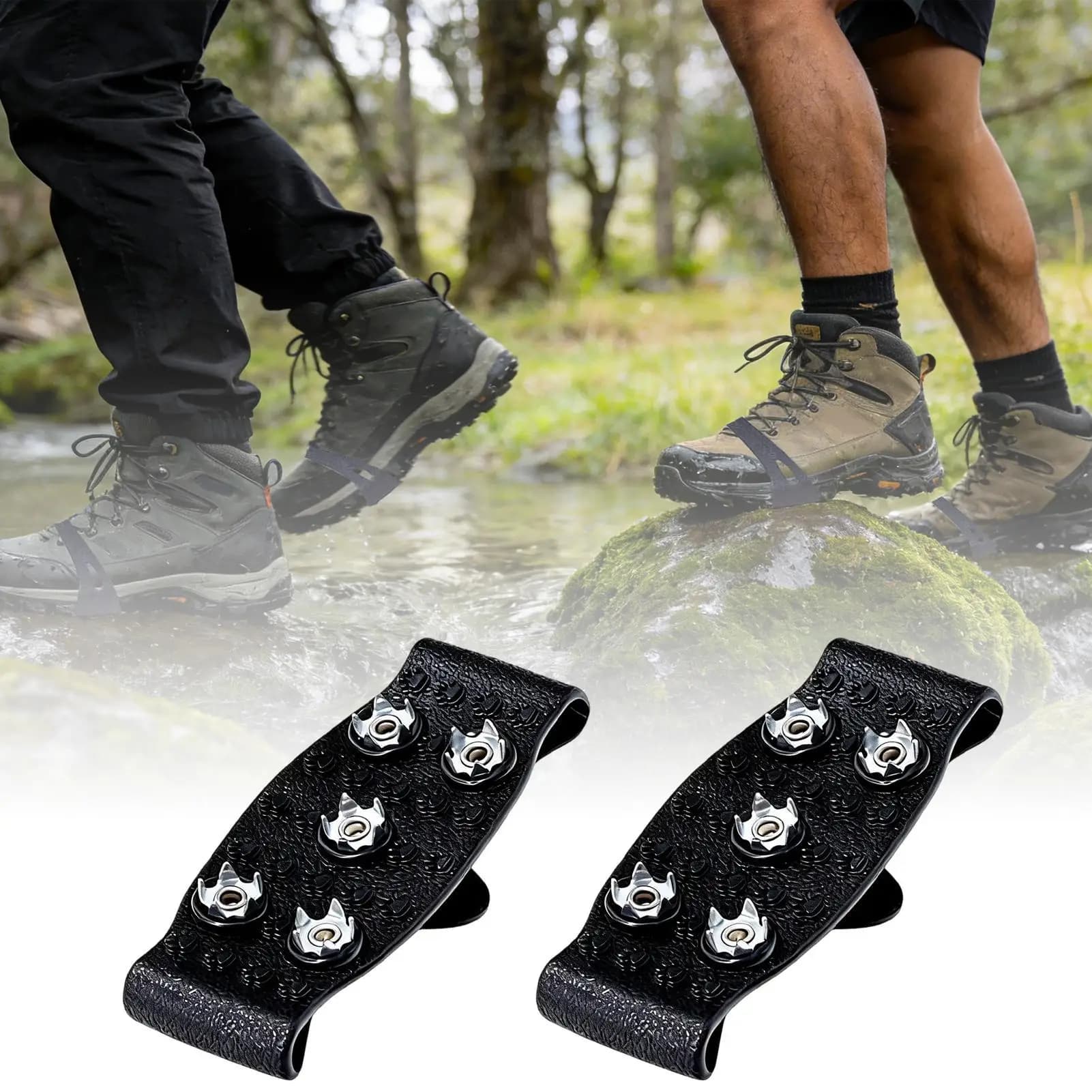 Ghiere Antiscivolo per Scarpe, 2 Pezzi, 5 Denti, Regolabili, per Stivali da Neve, per Uomo e Donna, per Escursionismo e Arrampicata Invernale all'Aperto