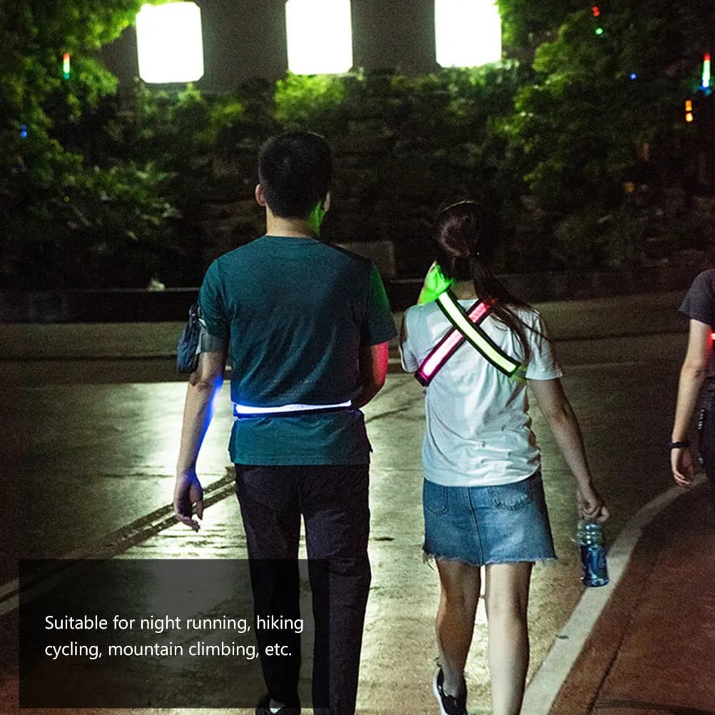 LED Rechargeable Reflective Belt Adjustable Green Running Safety Strap High Visibility Night Outdoor Gear Reflective Belt