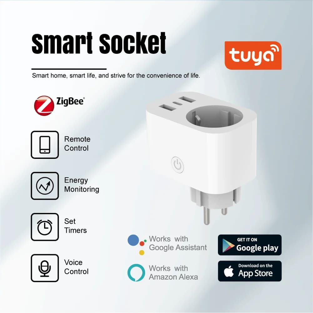 Presa WiFi intelligente, ricarica rapida da 20 W, controllo vocale/APP remota/monitoraggio dell'energia/impostazione del timer, compatibile con Alexa/Google