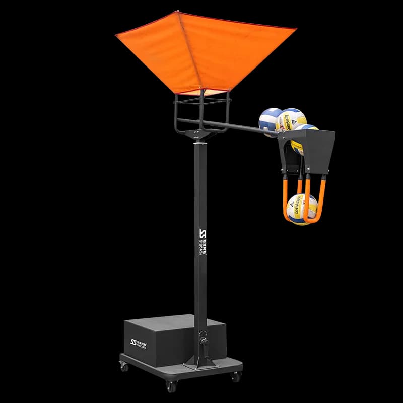 SiBoASi Macchina per Allenamento Pallavolo in Acciaio Inox, Regolabile in Altezza, per Adulti, con Contenitore per Palline