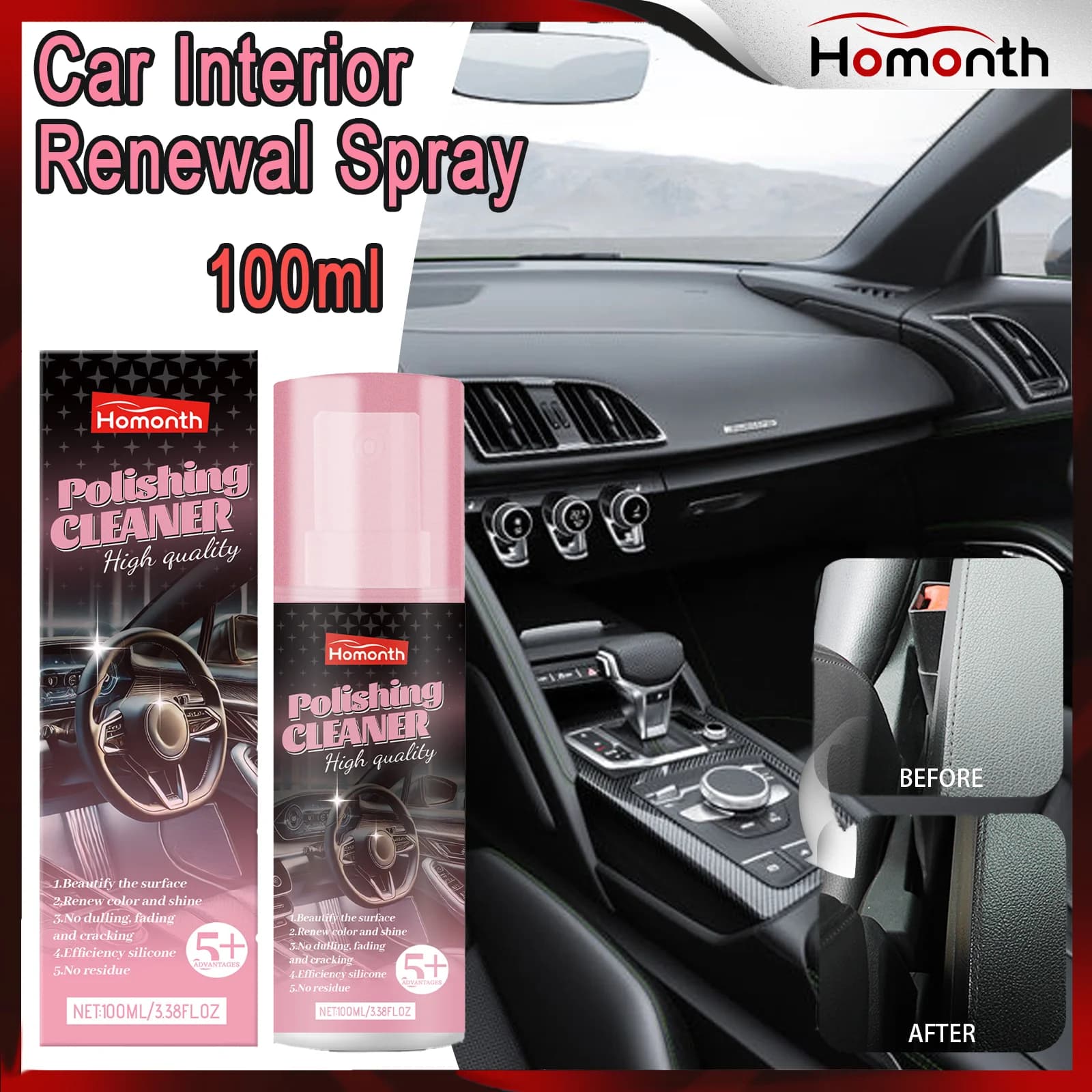 100ml Auto Interni Polish Car Shine Cleaner Interni Detailer Spray Protettivo Colore Sbiadimento Riparazione Cura dell'auto Dettagli Spray