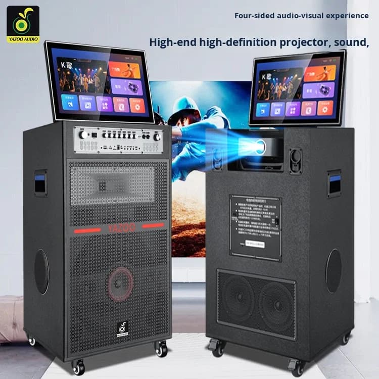 Nuova macchina portatile per karaoke con schermo touch audio, altoparlante con asta da 18 pollici e proiettore LED da 22 pollici