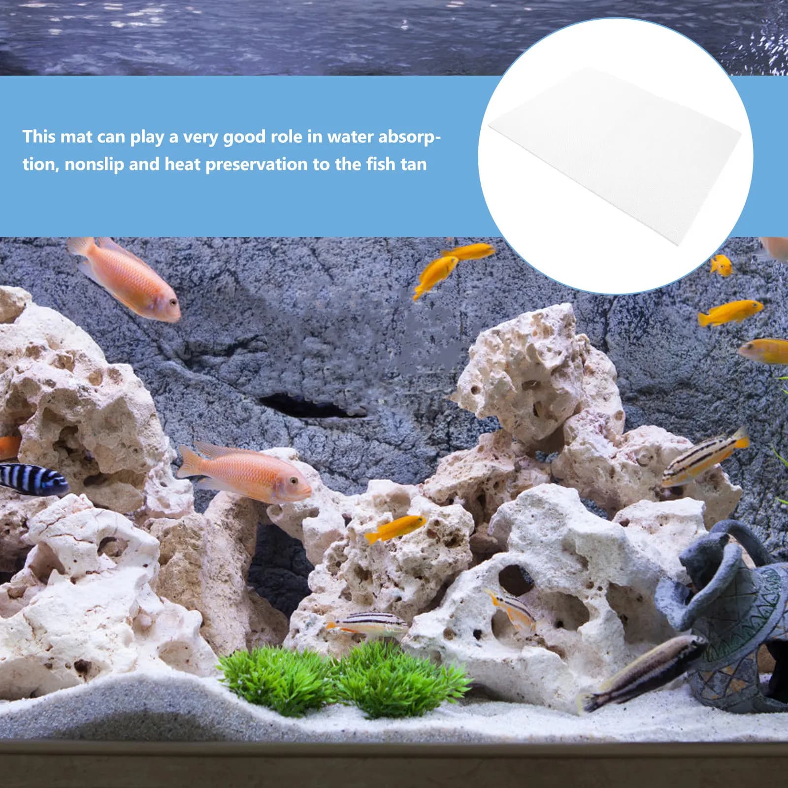 Tappetino Ispessito per Acquario, Cuscinetto Antiscivolo per Terrario di Rettili, Tappetino Fondo Acquario con Assorbimento degli Urti, Accessori per Acquari