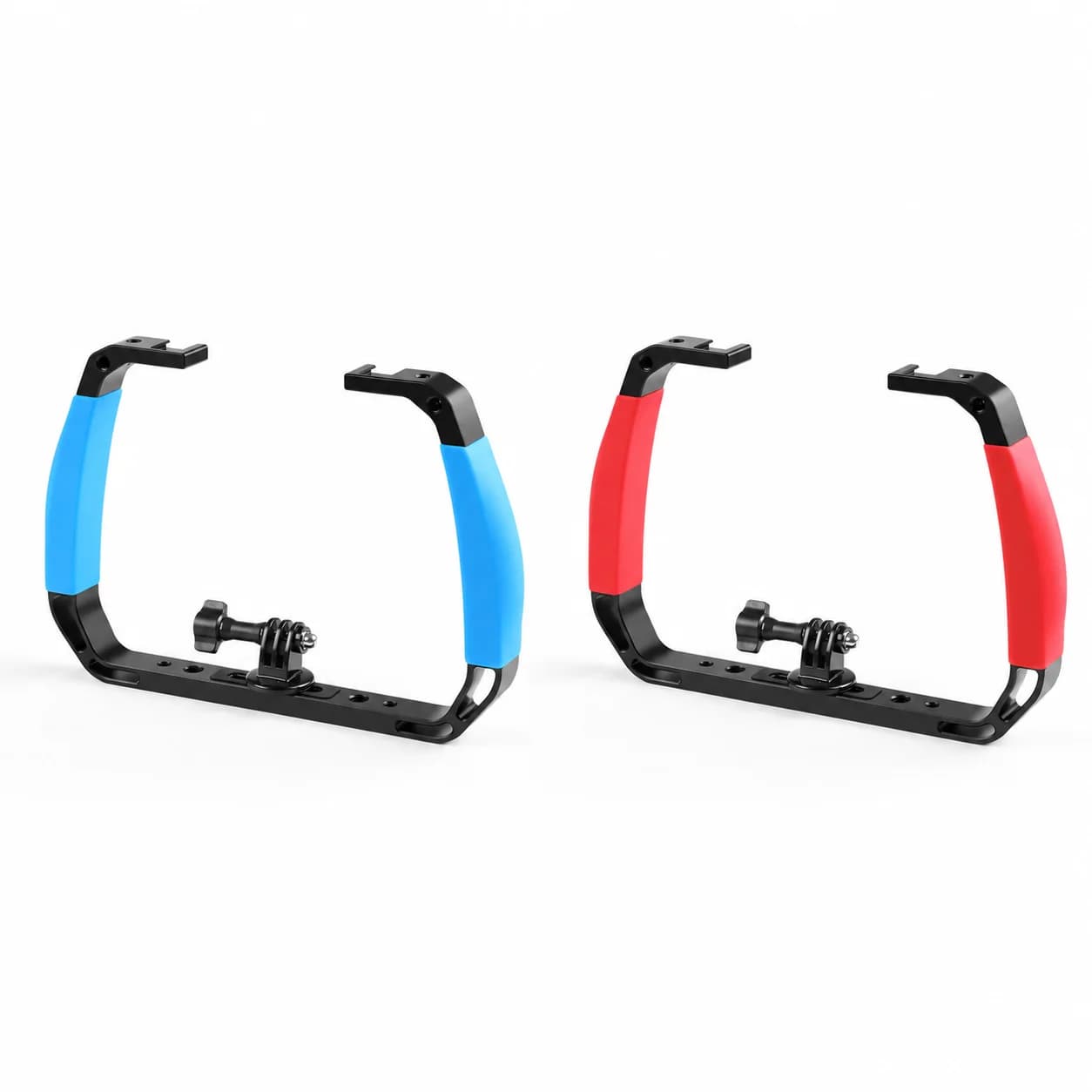 PULUZ Impugnatura Doppia in Silicone e Lega di Alluminio per Immersioni Subacquee, Compatibile con GoPro, DJI OSMO Action, Insta360 e Altre Action Cam