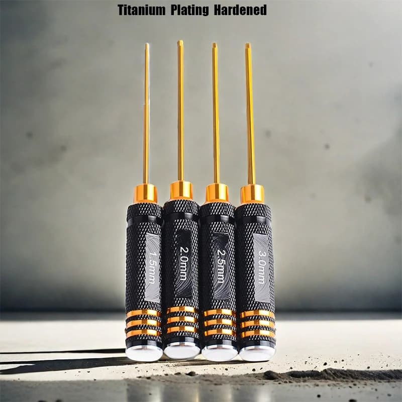 1 Set RC Tools Set di cacciaviti esagonali placcatura in titanio temprato 1.5 2.0 2.5 3.0mm cacciavite chiave esagonale per giocattoli per auto elicottero RC