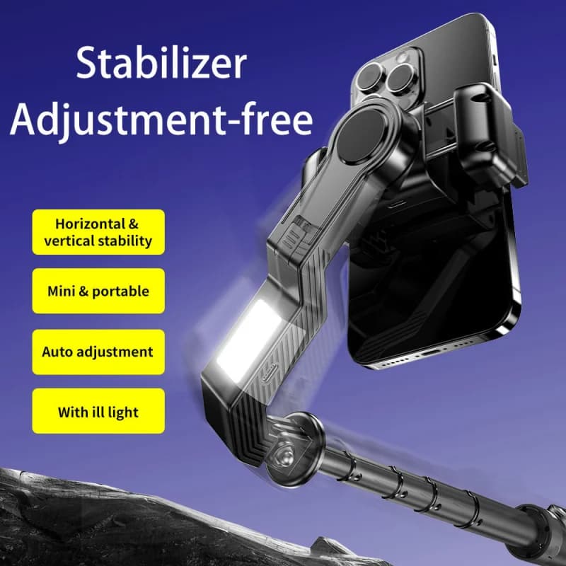 Bastone per selfie con luce LED Q31, stabilizzatore anti-vibrazione, treppiede telescopico a quattro gambe, portatile da viaggio