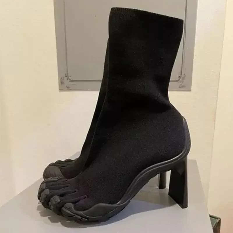 Women's Boots with Five Dies Fashion Black/pink/white Stivaletti with high heel 2026 New boots with luxury socks in elastic mesh fabric