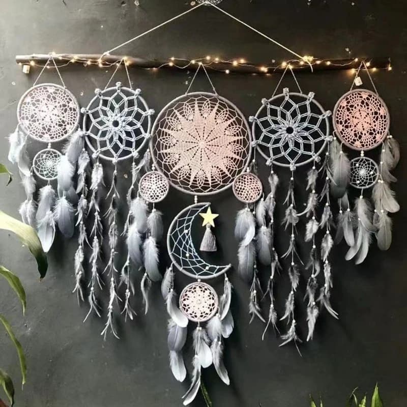 Indoor Bedroom Living Room Tassel Wall Mounted Decoration Dream Catcher Pendant Wind Chime Feather Pendant Five Piece Set Gift