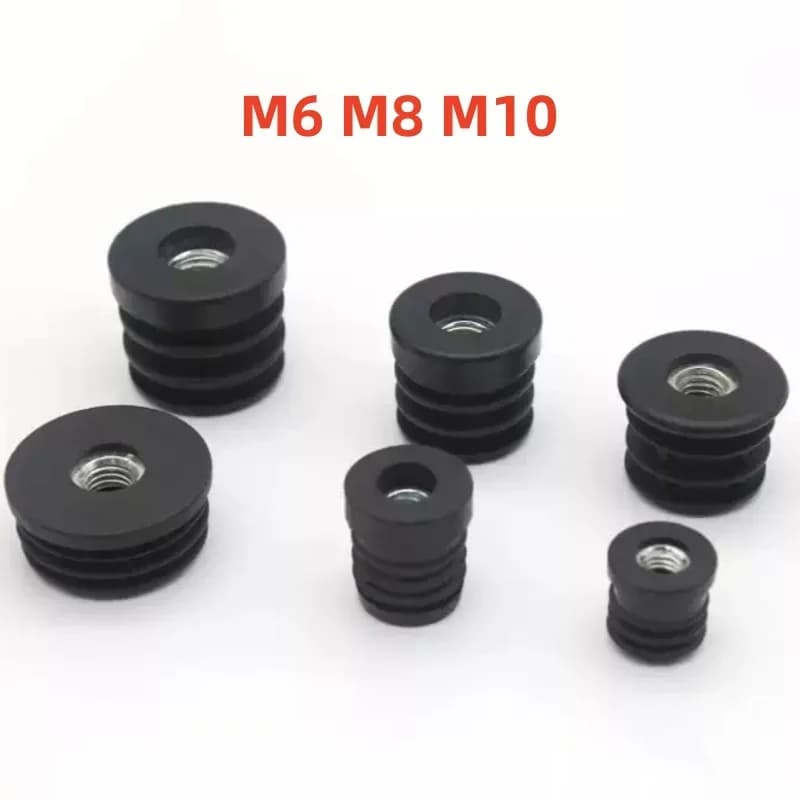 M6 M8 M10 Tappo per foro dado rotondo Tappi per tubi in plastica rotondi neri Vite regolabile Tappetino per piedi Tappi terminali per copertura gamba per mobili