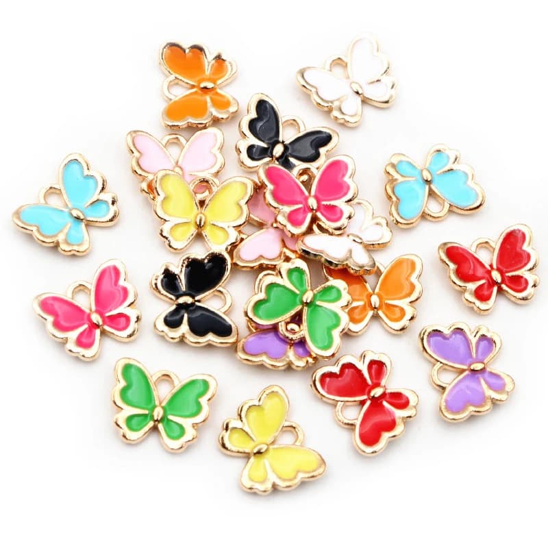 20pcs 10x13mm Bella Farfalla di Fascini Del Pendente Dello Smalto Piccolo Della Lega di Fascini Monili Che Fanno Accessori FAI DA TE per la Collana braccialetto