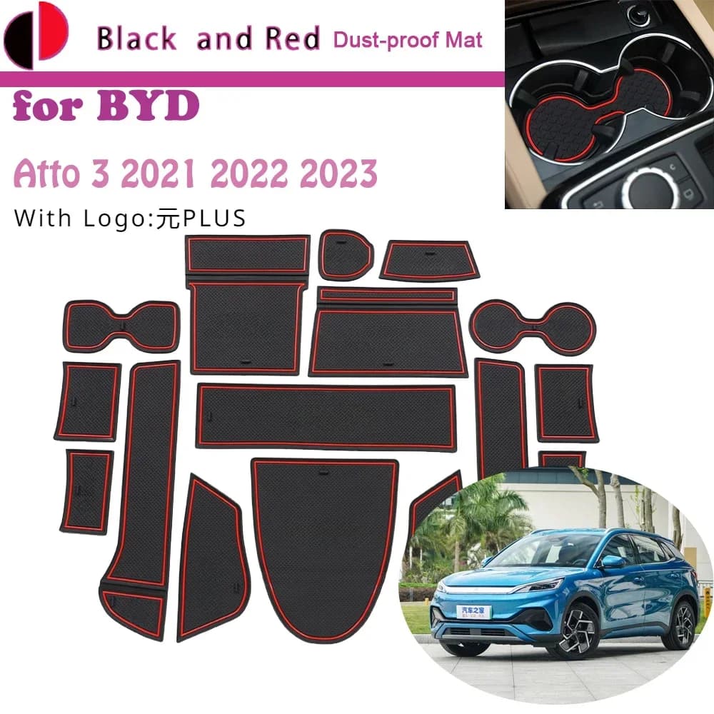 Rubber Mat Door Groove for BYD Atto 3 2021 2022 2023 Anti-slip Cup Cushion Gate Slot Coaster Dust-proof Car Sticker Accessories