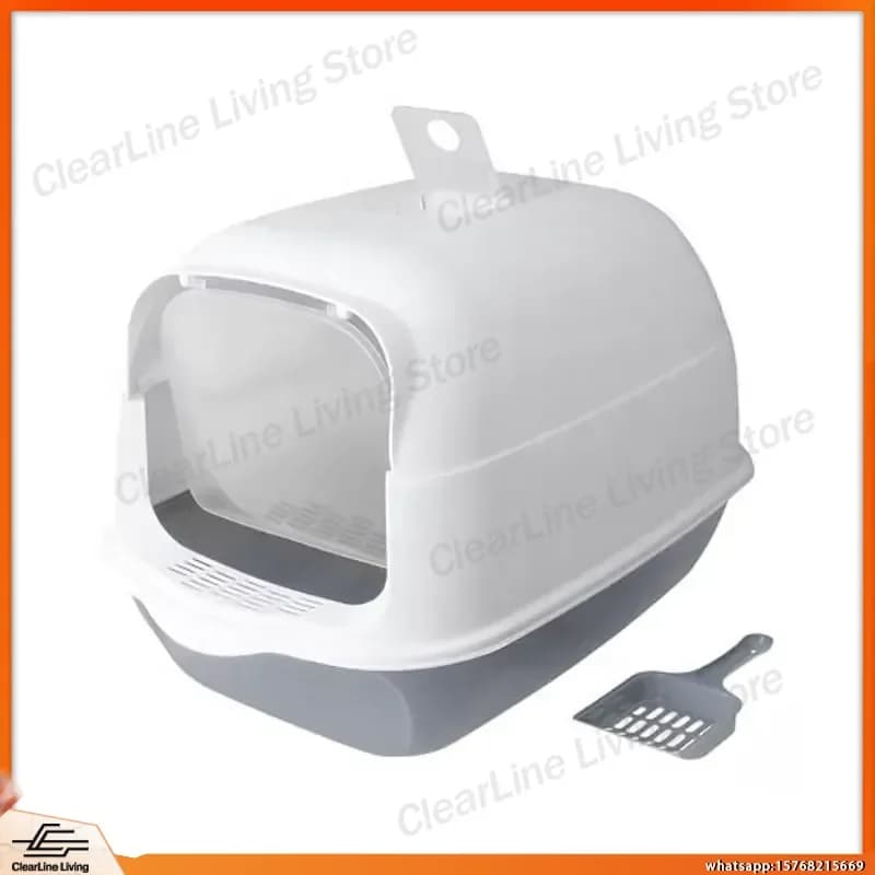 Large Fully Enclosed Cat Litter Box with Scoop Plastic Automatic Self Cleaning Cat Toilet for Indoor Cats Household Pet