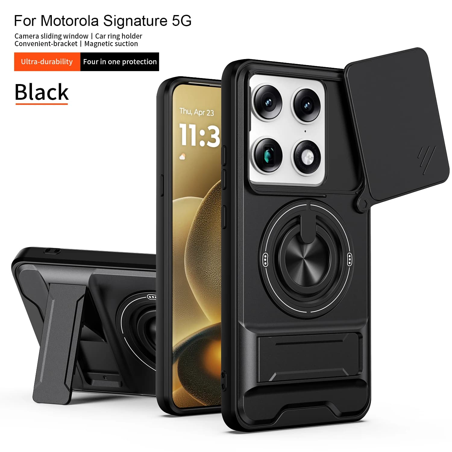 Case For Motorola Moto 70 Ultra Magnetic Stand Slide Camera Protector For Moto Signature 5G Shockproof Armor Phone Cover
