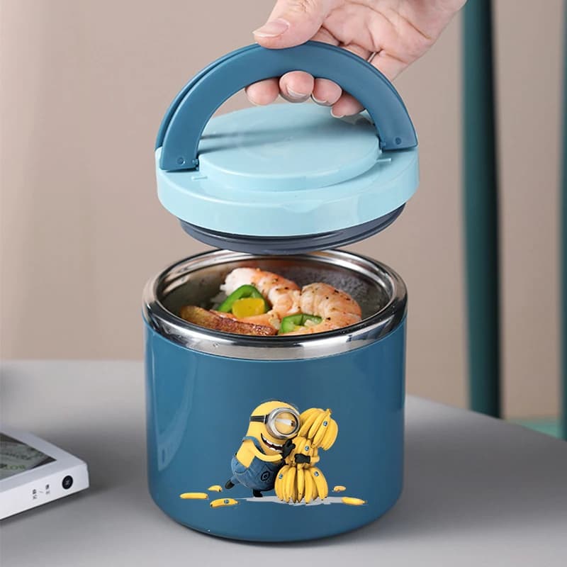 Minionses Lunch Box Cute Anime Figure Print Meal Boxes Large Capacity Portable Bento Case Cartoon Food Insulation Lunch Bag Hot