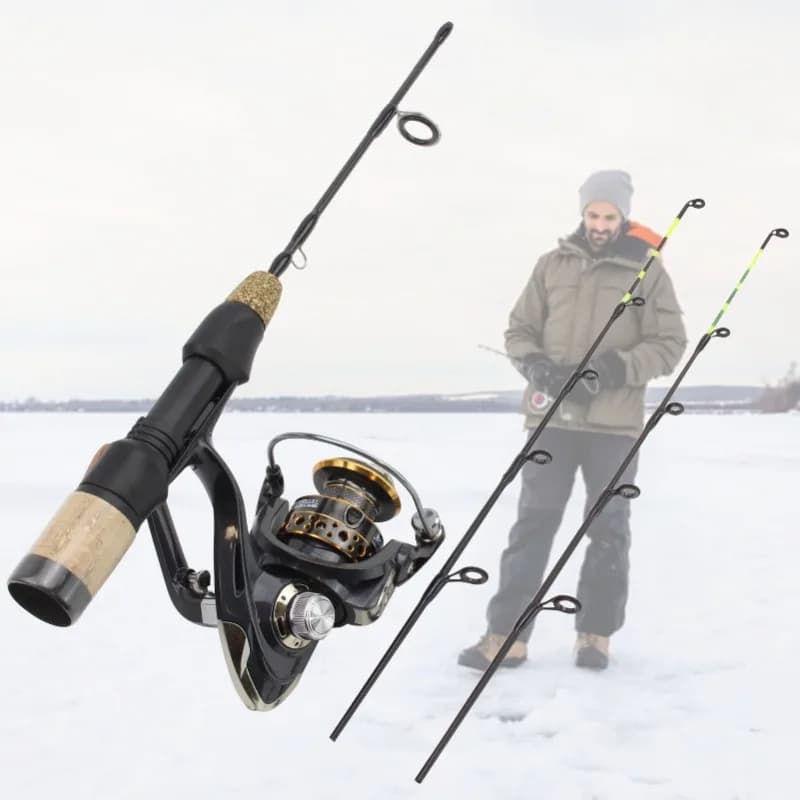 60cm 2 Tips Rod Reel Combos Winter Fishing Rod On Ice Fishing reel Set Pole Tackle Fishing Rod on Ice Fishing rod New
